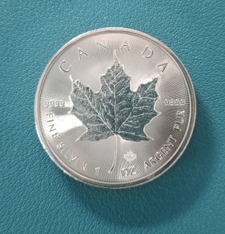 5 Monedas Plata Maple Leaf Canadá 1oz Plata Pura 9