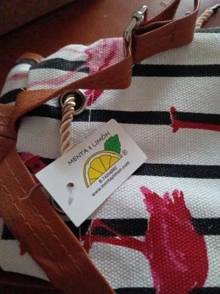Mochila infantil flamencos y rayas