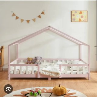 Cama infantil casa rosa