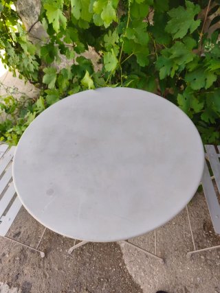 Mesa y 2 sillas jardín metal plegables