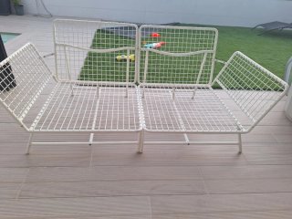 Juego 2 sillones jardín hierro blanco con cojines