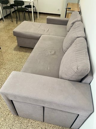 Sofá Cama Beige/Gris Tela