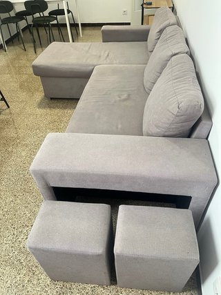 Sofá Cama Beige/Gris Tela