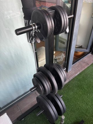 Pack Gimnasio Mancuernas y Barra con soporte