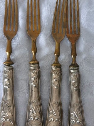 Set 8 posate vintage manici punzonati 800