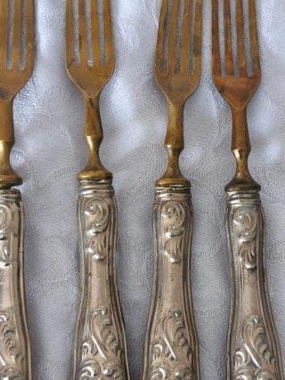 Set 8 posate vintage manici punzonati 800