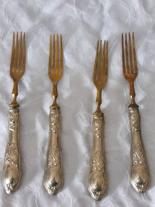 Set 8 posate vintage manici punzonati 800
