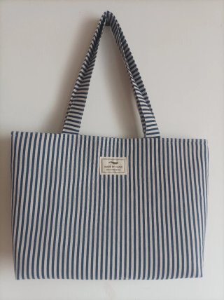 Bolso Tote Rayas Azul y Blanco