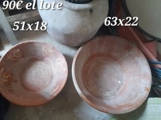 Lote 2 cuencos barro 51x18 y 63x22