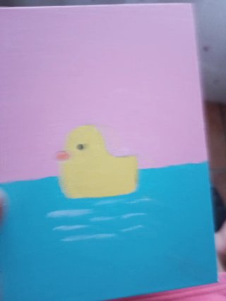 Cuadro decorativo pato amarillo y azul