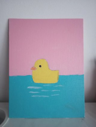 Cuadro decorativo pato amarillo y azul