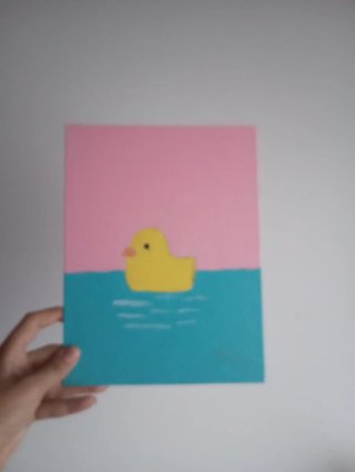 Cuadro decorativo pato amarillo y azul