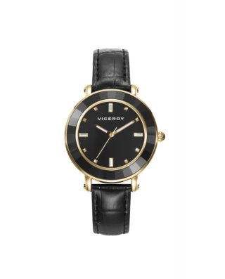 Reloj mujer Viceroy Piel Negro y Pulsera Dorada