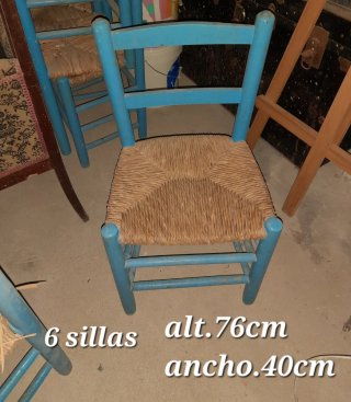 6 Sillas Rústicas Madera Azul