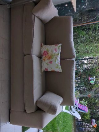 Sofá beige 3 plazas tela
