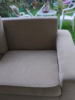 Sofá beige 3 plazas tela