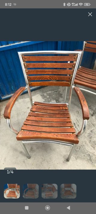 Silla vintage exterior madera y metal