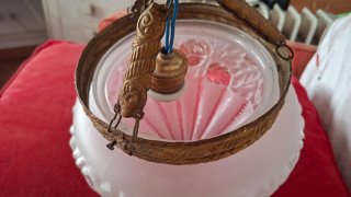 Lámpara Techo Art Nouveau Cristal Dorado