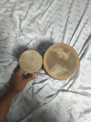 Tambor Doble Cerámica Piel Etnico