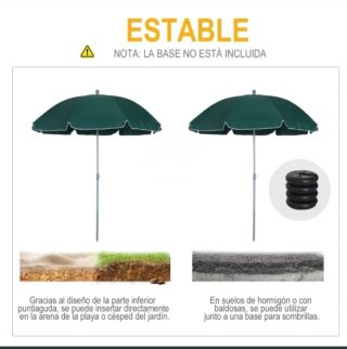 Sombrilla verde playa y jardín
