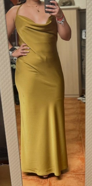 Vestido largo dorado fiesta