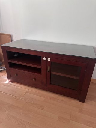 Mueble auxiliar madera y cristal
