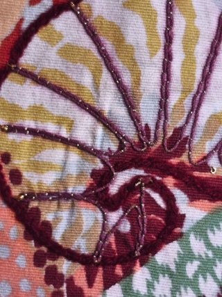 Vestido ALMATRICHI estampado, bordado caracolas.