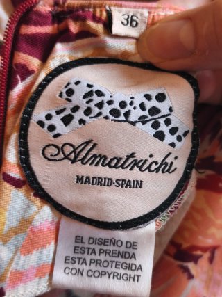 Vestido ALMATRICHI estampado, bordado caracolas.