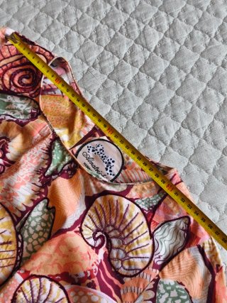 Vestido ALMATRICHI estampado, bordado caracolas.