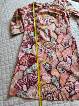 Vestido ALMATRICHI estampado, bordado caracolas.
