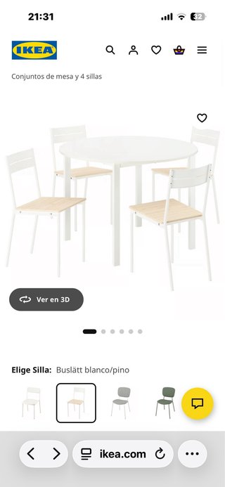 Mesa redonda y 4 sillas IKEA