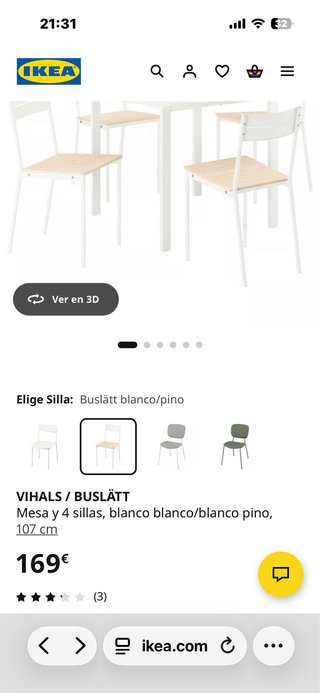 Mesa redonda y 4 sillas IKEA