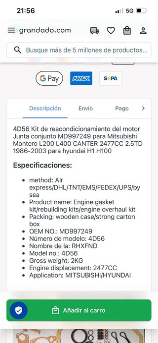 Kit Juntas Mitsubishi Montero