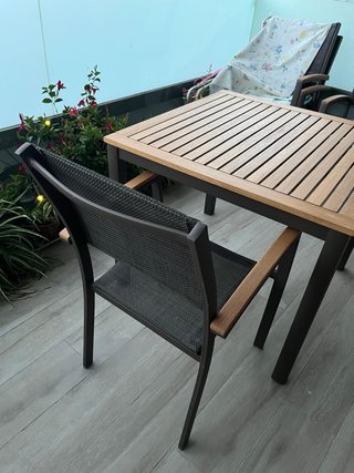 Mesa y 4 Sillas Exterior Madera/Metal