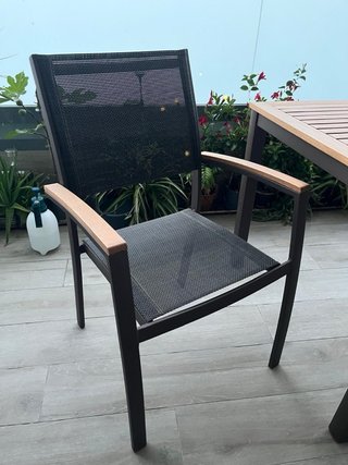 Mesa y 4 Sillas Exterior Madera/Metal