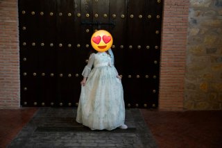 Vestido de comunión blanco y verde