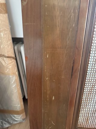 Cabezal cama madera y ratán antiguo