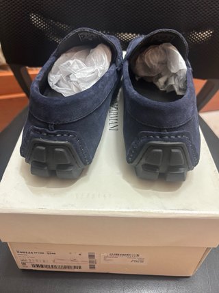 Mocassini Emporio Armani Blu Pelle Scamosciata