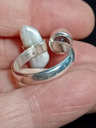 Anillo Plata Ley Perla y topacio místico