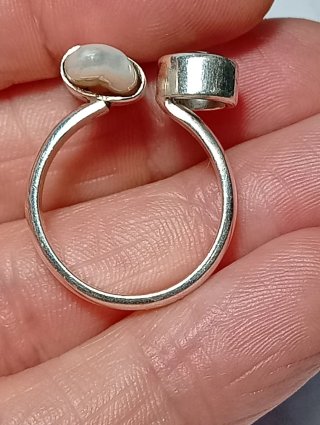 Anillo Plata Ley Perla y topacio místico