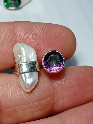 Anillo Plata Ley Perla y topacio místico