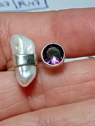 Anillo Plata Ley Perla y topacio místico