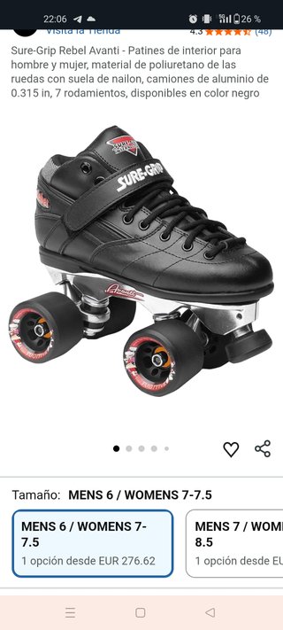 Patines Roller Derby SurGrip Rebel Negros Talla 40