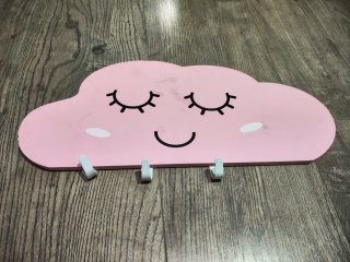 Perchero nube infantil rosa