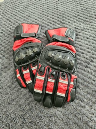 Guanti Moto Pelle Neri Rossi,Taglie S