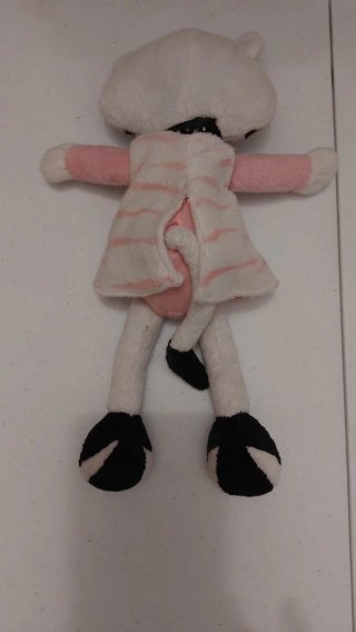 Peluche gata blanca rayas rosas