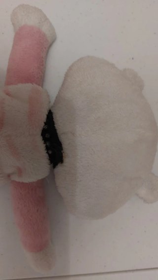 Peluche gata blanca rayas rosas