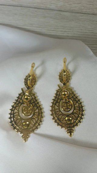 Pendientes Chapado Oro Filigrana Vintage