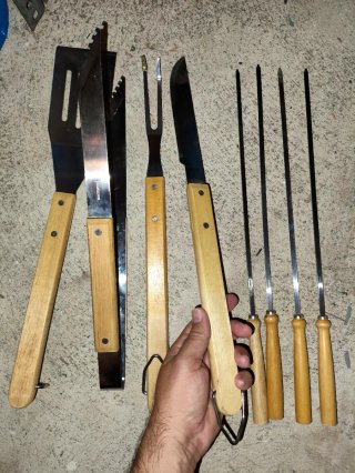 Kit Utensilios Barbacoa Madera y Metal