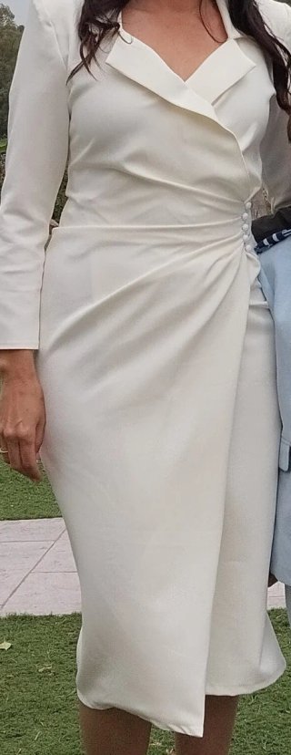Vestido midi blanco hueso fiesta